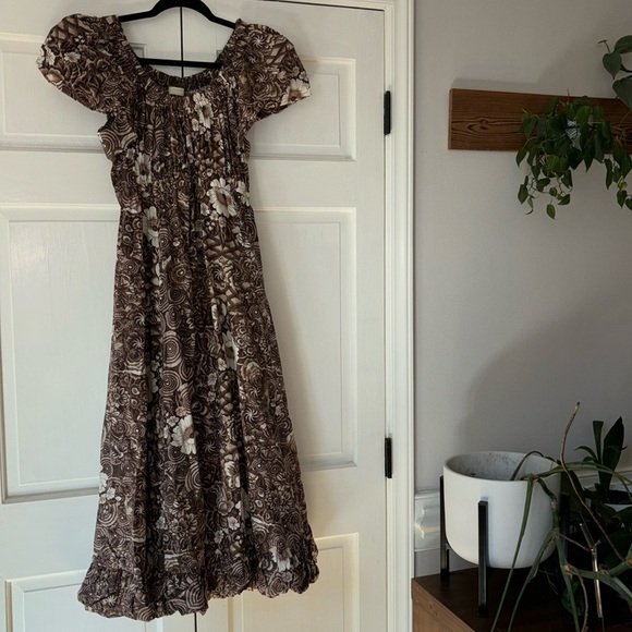ULLA JOHNSON Nanette Dress in Teak‎ Brown Floral Print Midi Gown Size 6 Poplin - Picture 4 of 17